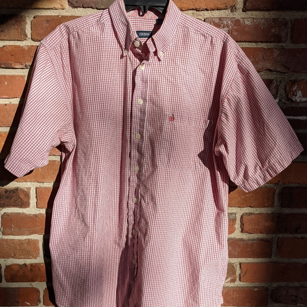 IZOD Mens Breeze Checkered Button down
